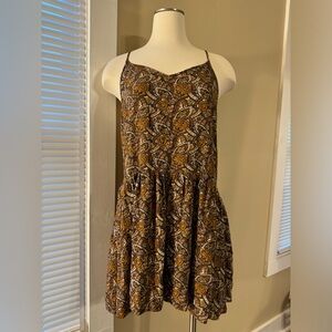 Sz S American Eagle Outfitters Neutral Paisley Mini Summer Dress w/ Pockets